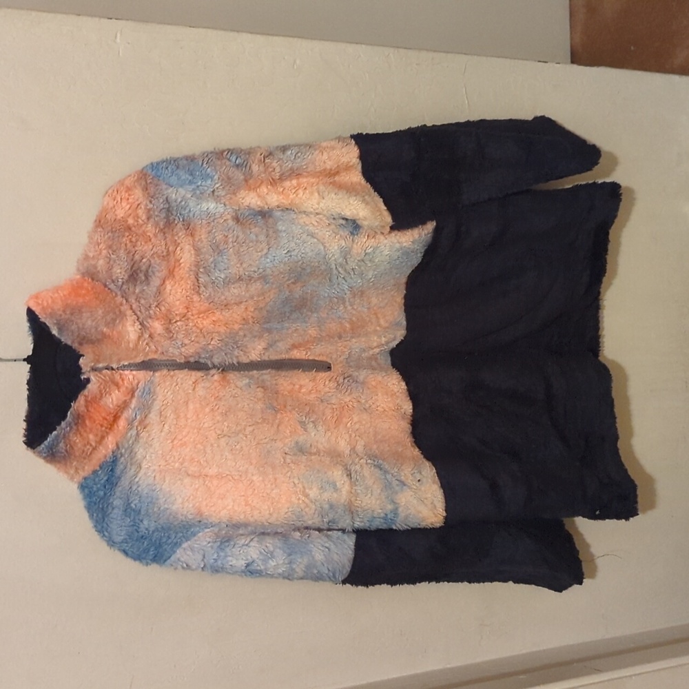 Dear lover. Blue Tie - dye Oversize Fluffy Fleece Pullover Sweater